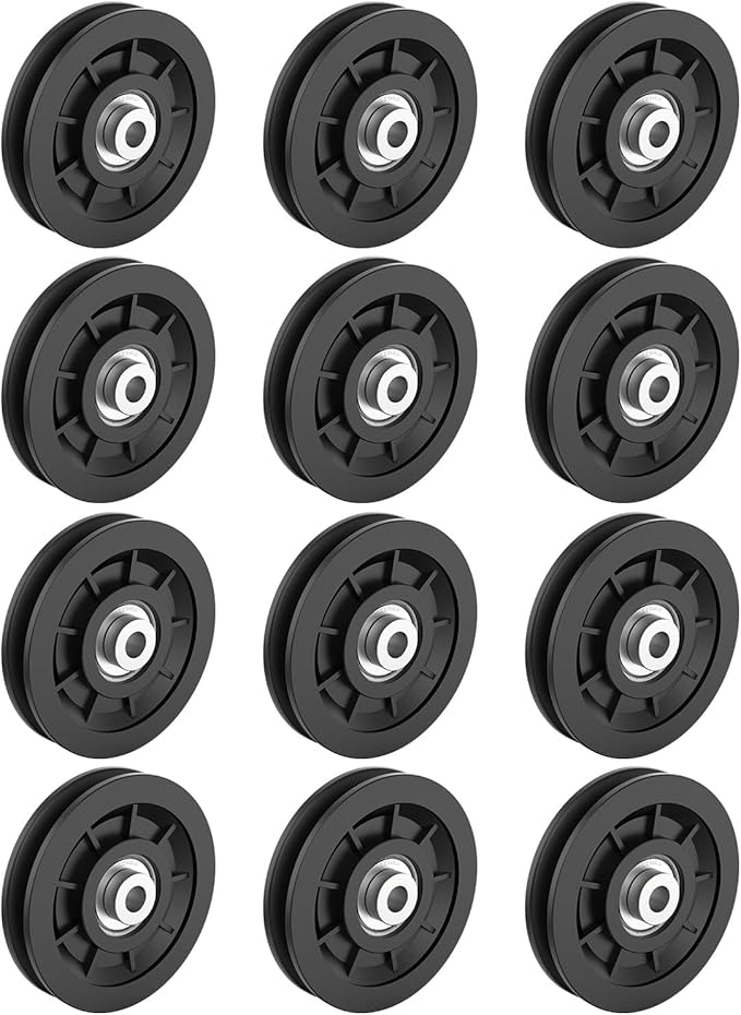 90mm/3.5" Universal Nylon Bearing Pulley-Wheel Replace for Home Gym Equipment Part Cable Machine, Wearproof Abration Bearing Wheel, Gym Equipment and Garage Door Pulley System