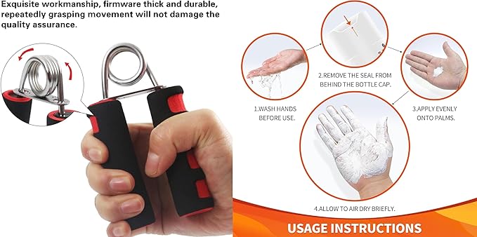 Liquid Gym Chalk, Sports Chalk, Weightlifting Chalk,Work Out Chalk Liquid Fit Grip with Gripper, Best Combo of Gym Chalk with Gripper, Hand Grip Strengthener Set, Soft Foam Hand Exerciser