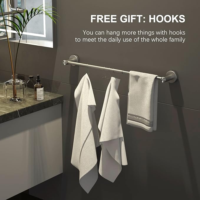 Adjustable 16 to 27.6 Inch Single Towel Bar SUS304 Stainless 1" Diameter