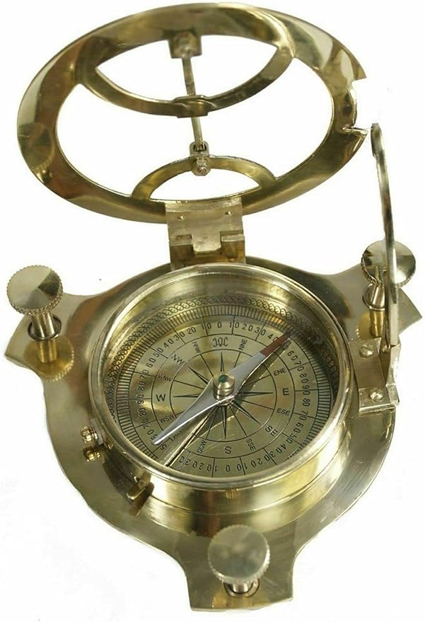 Maritime Solid Brass Sundial Compass for Traveling Trekking