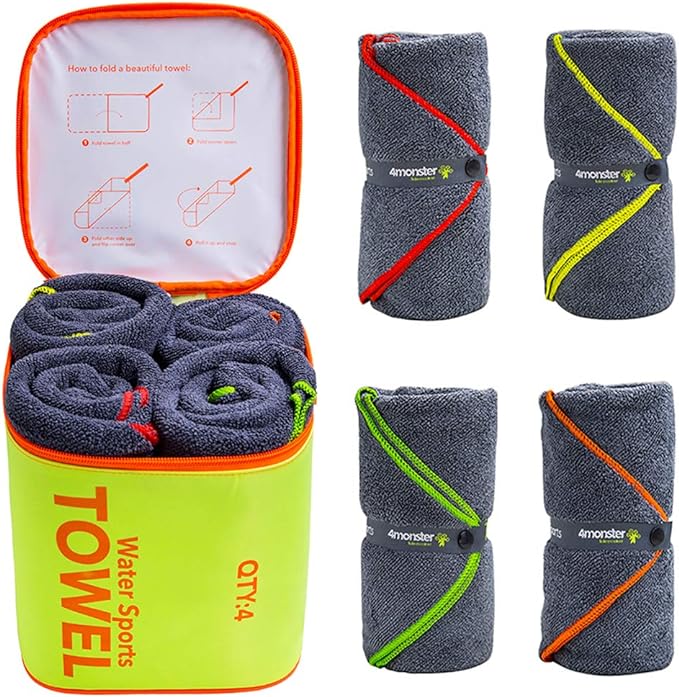 4Monster 4 Pack Microfiber Camping Towel Quick Dry