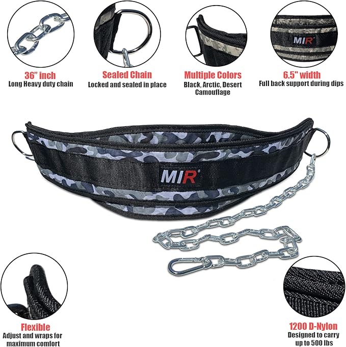 Mir Dip belt With 36" - 38" chain 500lbs - 650lbs weight