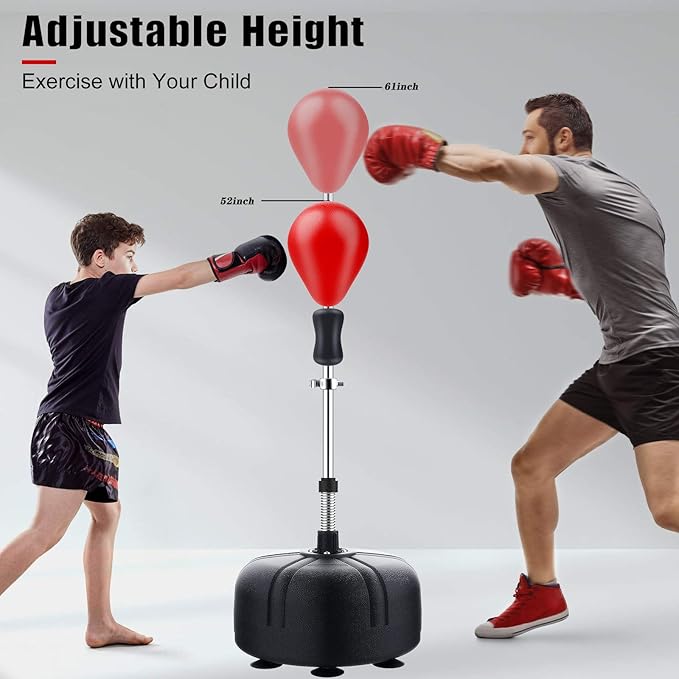Midkawe Punching Bag with Stand for Adults & Kids, Adjustable Height Free Standing Boxing Reflex Bag, Ideal for MMA Reflex Speed Training, Fitness,Punching and Muscle Building