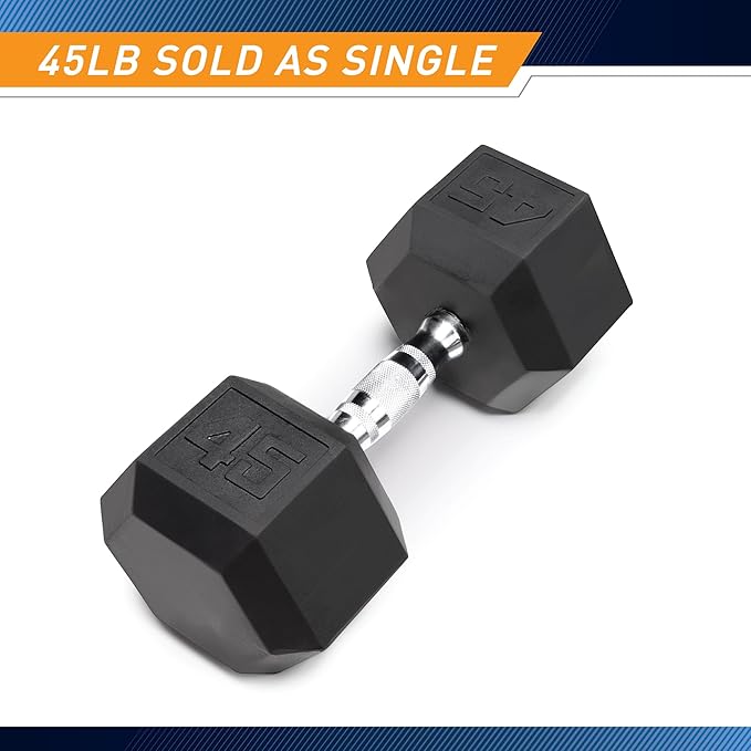 Marcy Rubber Hex Dumbbell - Available for 25lb - 50lb