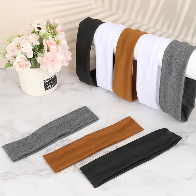 Headbands for Women Non Slip, Stretchy Sweat Headband for Workout Yoga Running, Head Bands for Women's Hair - 8 Pack