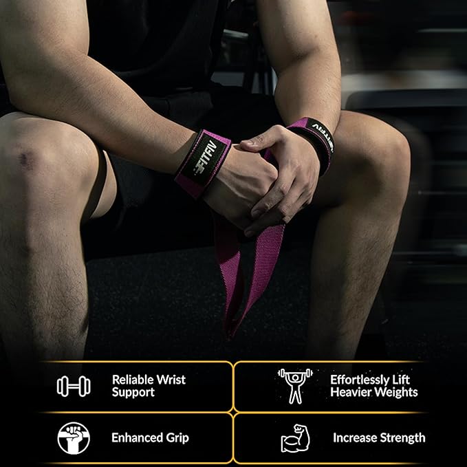 Lifting Straps for Weightlifting, Lifting Wrist Straps for Gym Strength Training, Neoprene-padded Wrist Cushion - Men & Women