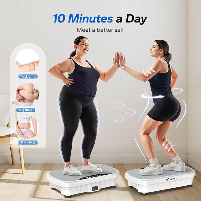 MERACH Vibration Plate Exercise Machine, Vibration Plate with Bluetooth and LED Display, Vibrating Plate Exercise Machine for Women Men, Workout Equipment for Home