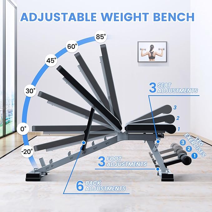 Adjustable Weight Bench Professional Utility Heavy Duty Workout