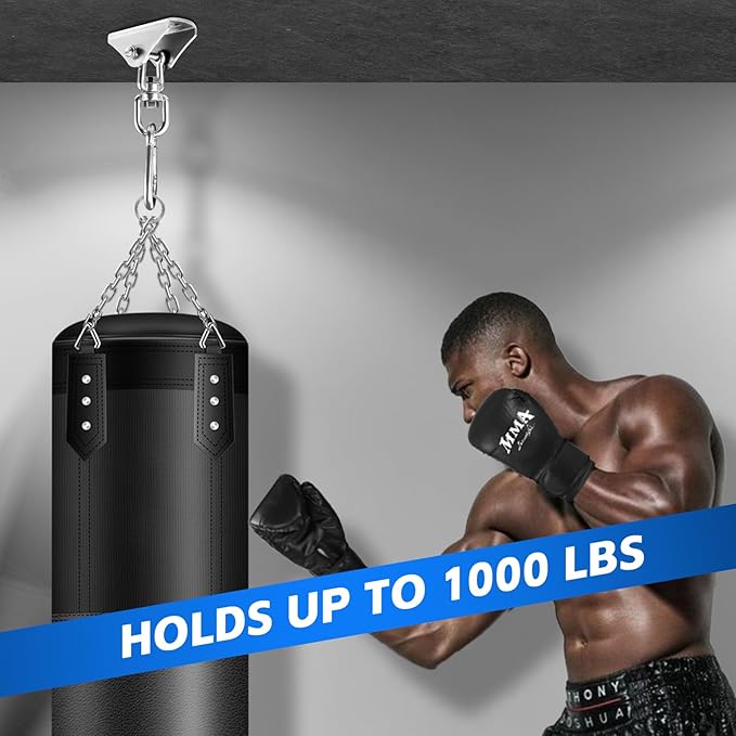 360 Rotation Heavy Bag Chain, Punching Bag Hanger With Stainless Steel Swivel Chain and 4 Snap Hooks, Mount for Hammock, Gym Swing, Yoga Swing, Trapeze