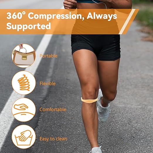 4Pcs Silicone Patella Bands for Knee Pain,Fine Knee Strap Patella Tendon Support, Elastic Patellar Knee Brace Strap Fixed Basketball Patella Band Rings for Running Soccer Hiking Jumpers