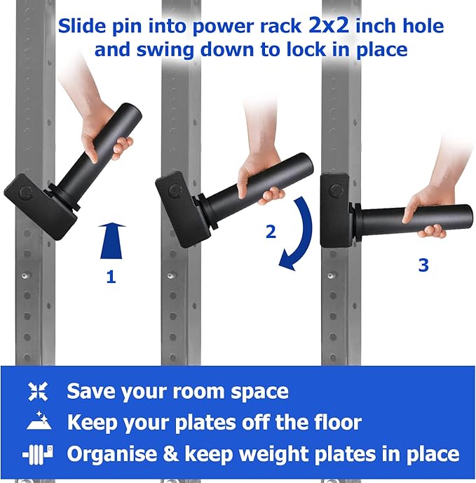 A2ZCARE Weight Plate Holder - Attachment Power Cage Rack for Power Rack - Weight Plates Storage Fit 2-inch Olympic Weight Plates (Set of 4)