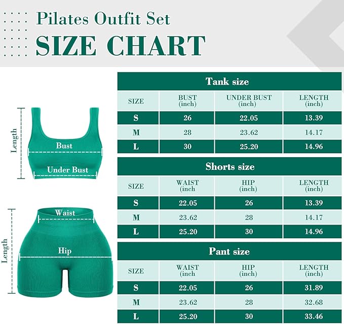4 Pcs Women's Workout Sets Pilates Exercise Outfit Ribbed Scoop Neck Sports Bra Shorts Leggings Gym Clothes Set