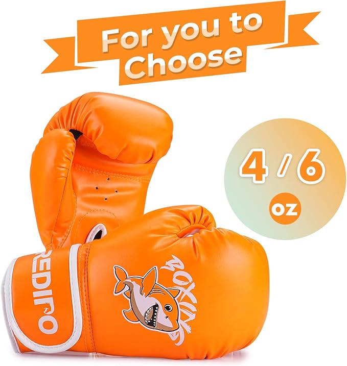 Kids Boxing Gloves, Youth Boxing Training Gloves for Kids 3-9 Year Boys and Girls, 4&6OZ Fighting Gloves, Punching Bag Kickboxing Thai Mitts MMA Training Sparring Gloves