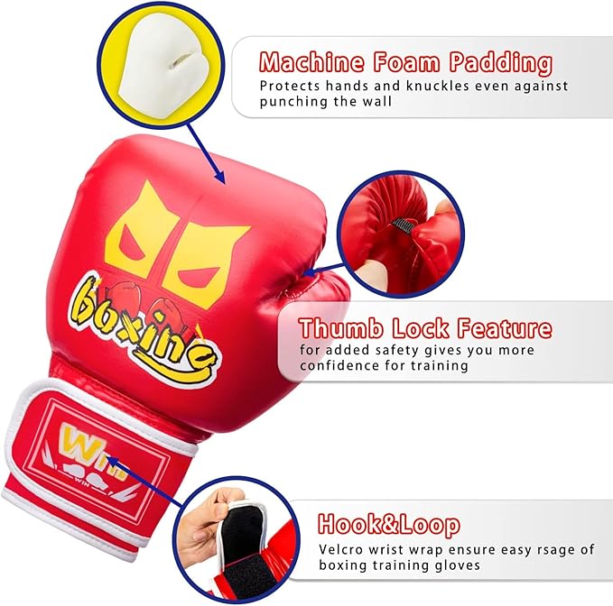 Kids Boxing Gloves 6oz for Boys and Girls 6-12, Training Gloves for Youth and Toddler, Punching Bag Kickboxing Muay Thai Mitts MMA