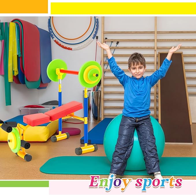 Meooeck Kids Weight Bench Set Fitness Exercise Equipment