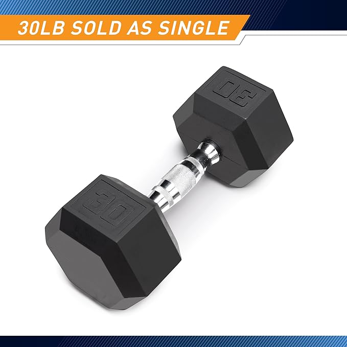 Marcy Rubber Hex Dumbbell - Available for 25lb - 50lb