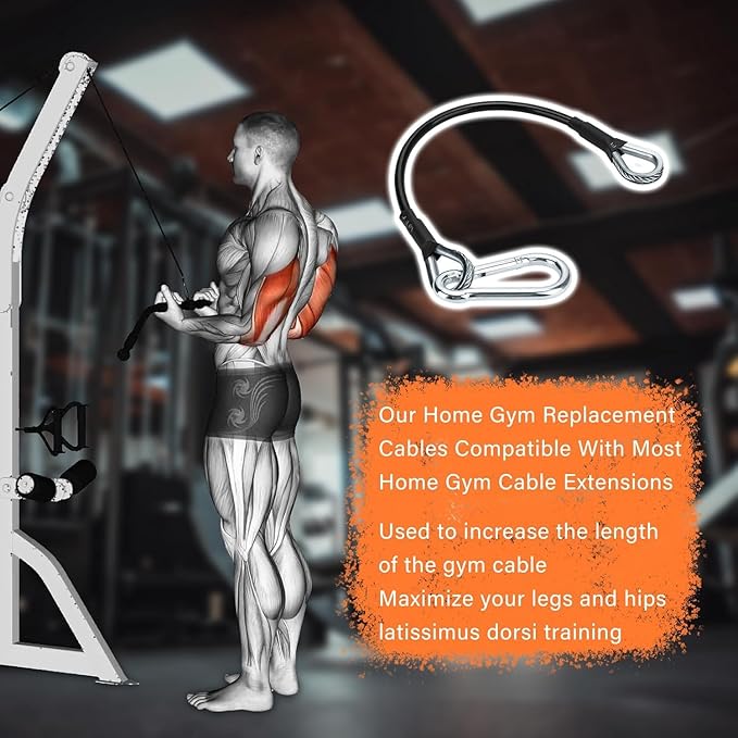 29" Gym Cable Extension Fitness Extension Rope Attachment Compatible with Bowflex and More Home Gym Accessories, for LAT/Tricep Pull Down and Leg Extensions Machine