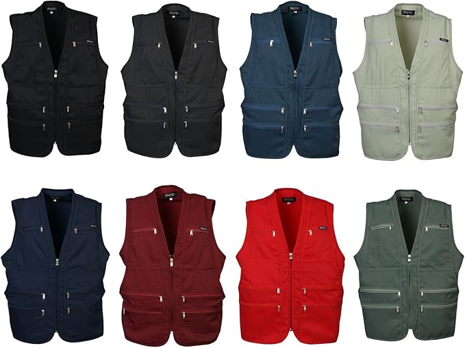 Men's 9 Pockets Work Utility Vest Military Photo Safari Travel Vest Workwear Jacket