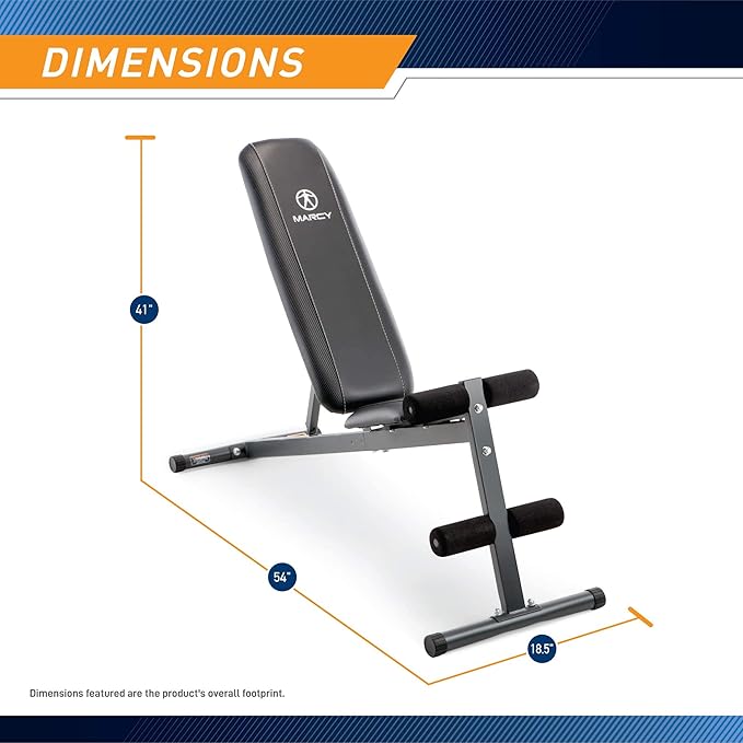Marcy Exercise Utility Bench for Upright, Incline, Decline, and Flat Exercise SB-261W , Black , 42.00 x 19.00 x 51.00 inches
