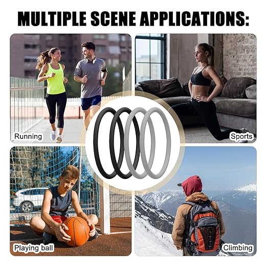 4pcs Patellar Tendon Support Straps, Silicone Patella Bands Fixed Leg Elastic Stabilizer Knee Brace Accessories for Basketball Running Sports Soccer Hiking Jumpers Volleyball (Black + Gray)