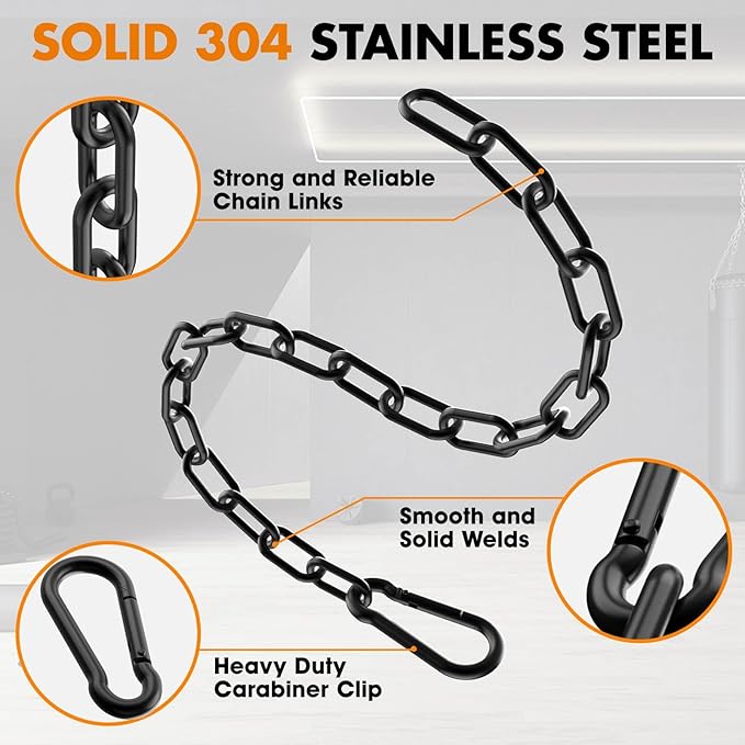 23.6" Gym Fitness Cable Extension Chain, 304 Stainless Steel Cable Machine Extension Accessory, Workout Chain for Home Gym Replacement, Weight Lifting, Triceps Exercise