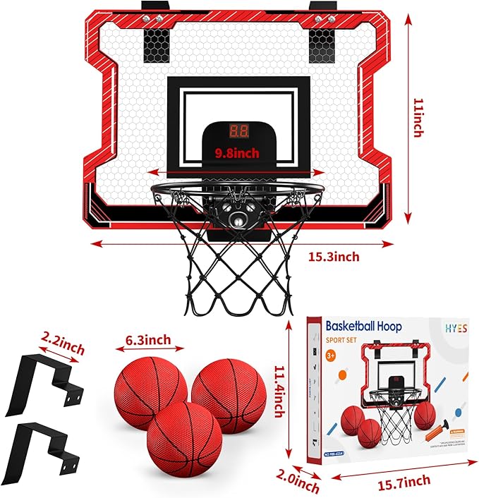 Mini Basketball Hoop Indoor with Scoreboard 3 Balls