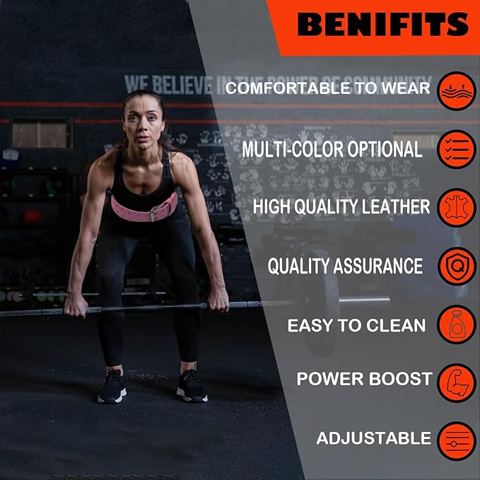 9mm Leather Fitness Weight Lifting Belt for Women&Men 4 Inches