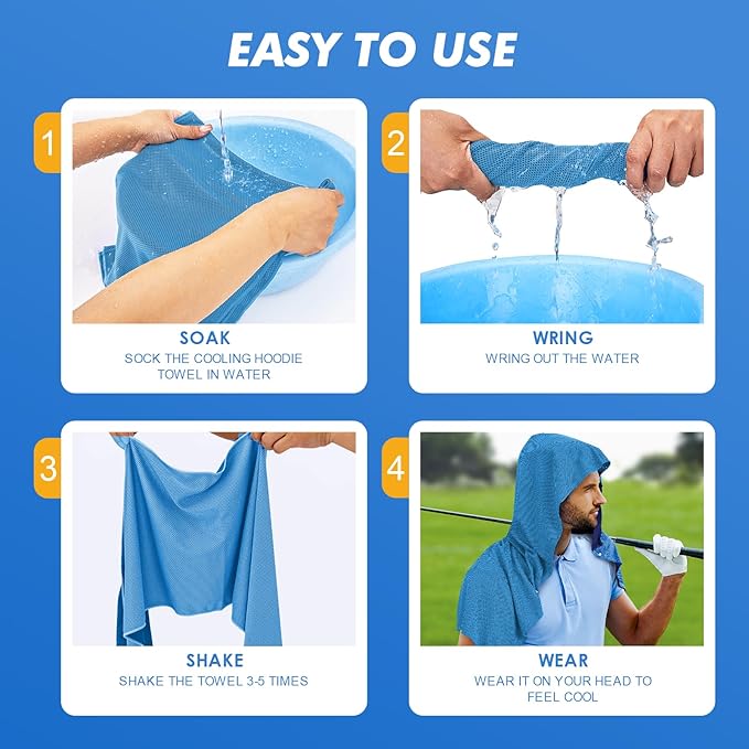 3 Pack Cooling Hoodie Towels for Neck and Face 50 Sun