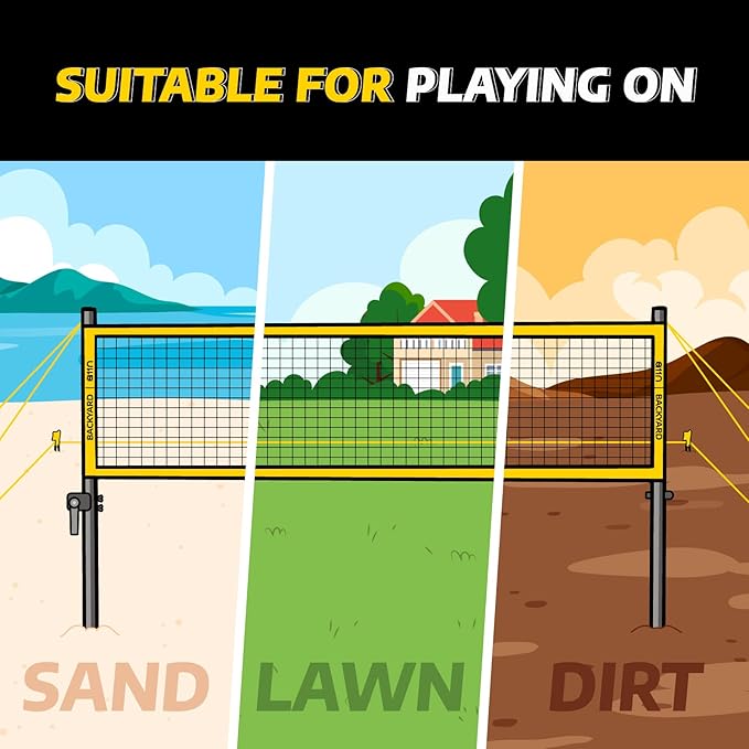 A11N Outdoor Volleyball and Badminton Combo Set - 4 Badminton 2 Shuttlecocks,