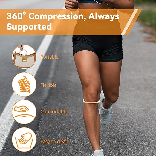 4Pcs Patella Bands Basketball, Silicone Fine Knee Bands for Knee Pain, Elastic Patellar Tendon Support Strap, Fixed Leg Patella Band Knee Brace Rings for Jumpers Running Hiking Running