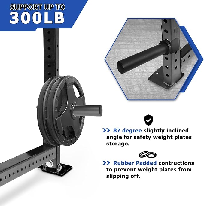 A2ZCARE Weight Plate Holder - Attachment Power Cage Rack for Power Rack - Weight Plates Storage Fit 2-inch Olympic Weight Plates (Set of 4)