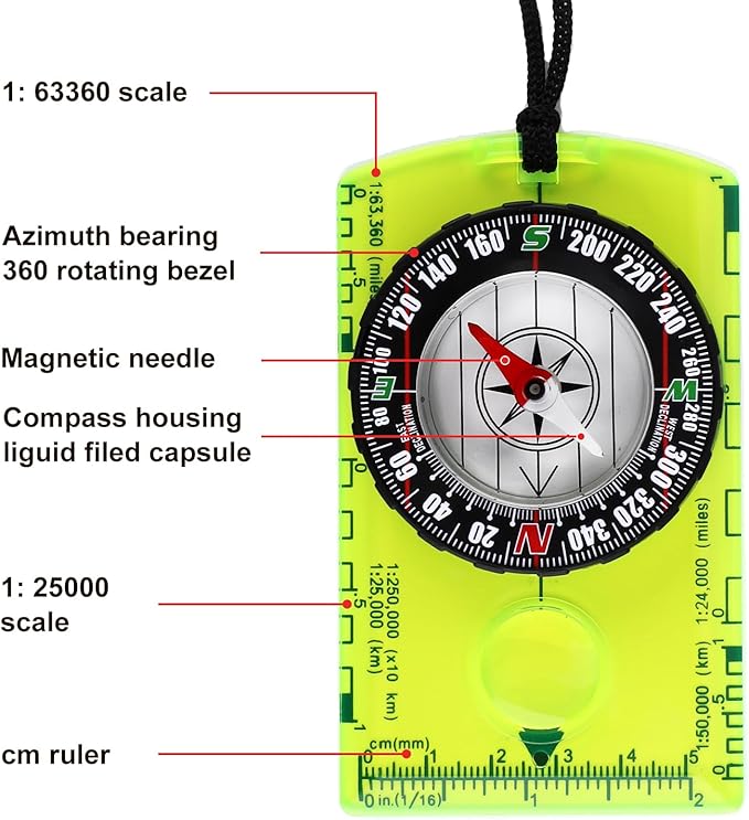 3pcs Compass Hiking Survival with 3pcs 2-in-1 Camping
