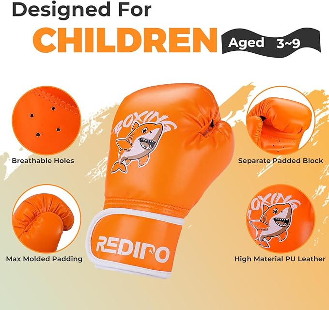 Kids Boxing Gloves, Youth Boxing Training Gloves for Kids 3-9 Year Boys and Girls, 4&6OZ Fighting Gloves, Punching Bag Kickboxing Thai Mitts MMA Training Sparring Gloves