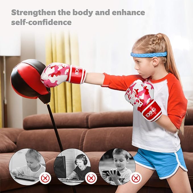 Kids Boxing Gloves, Boxing Gloves for Children 3-9 Youth Boys Girls Toddler PU Cartoon Sparring Training Boxing Gloves for Punching Bag, Kickboxing, Muay Thai, MMA