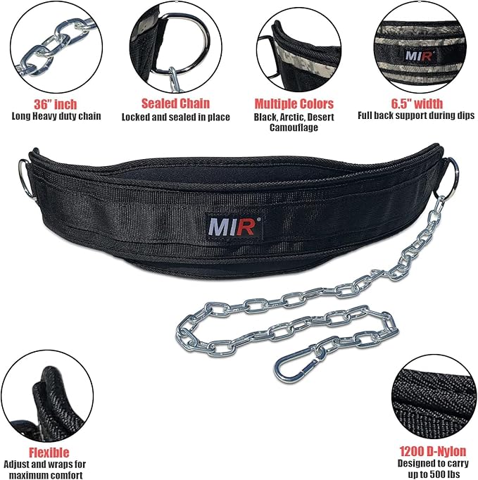 Mir Dip belt With 36" - 38" chain 500lbs - 650lbs weight