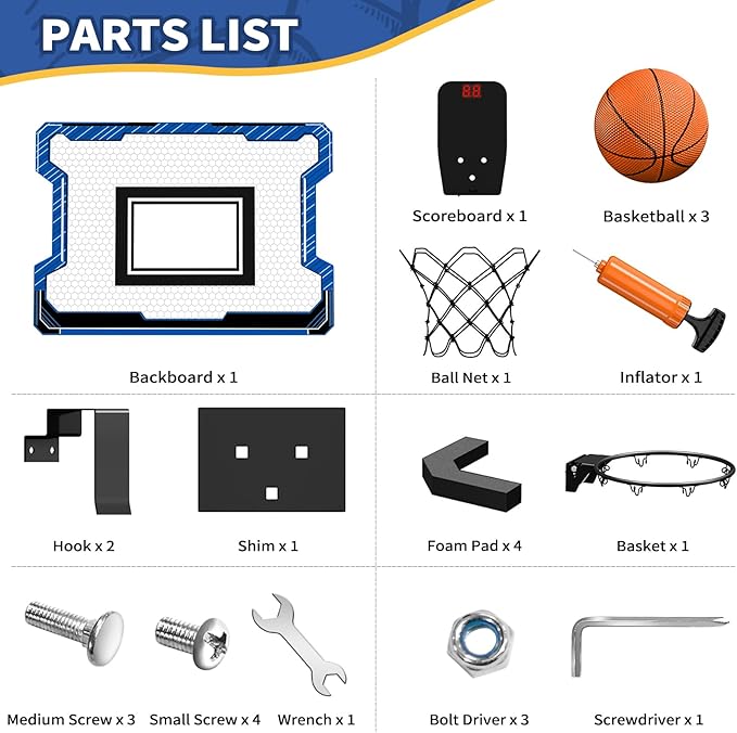 Mini Basketball Hoop Indoor with Scoreboard 3 Balls
