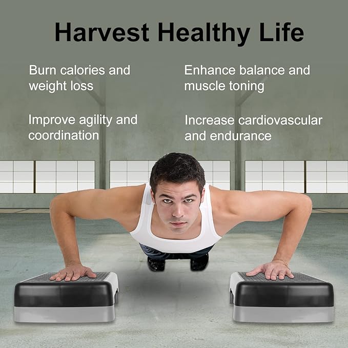 Height-Adjustable 4"-6" Step Aerobics Platform Fitness Equipment Stepper 2 Riser