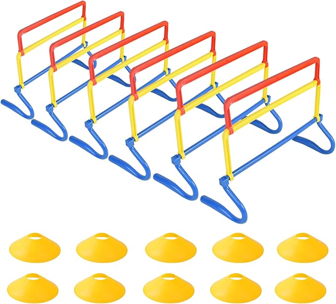 6 Pack Multicolor Agility Hurdles 4 Height Adjustable