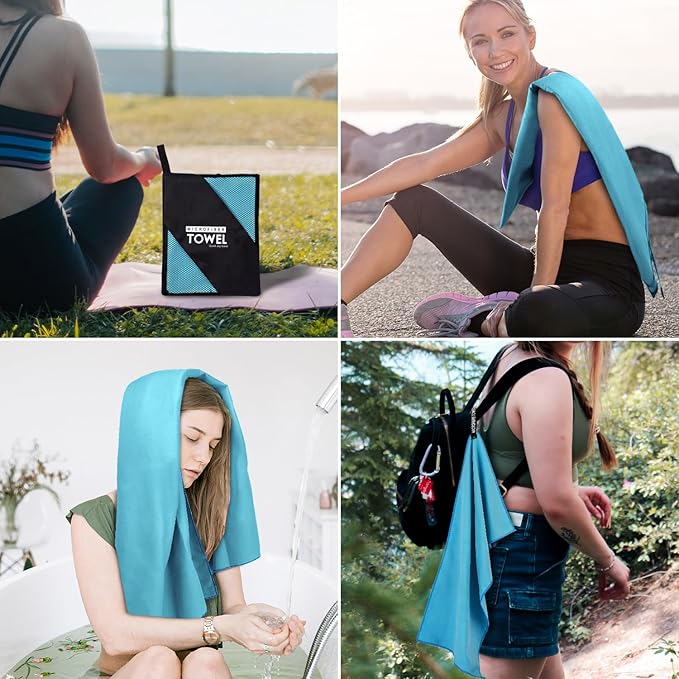 Microfiber Travel Towel (XS:12"×24" -MarineBlue)