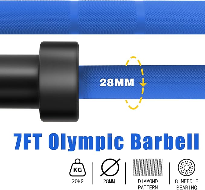 7ft Olympic Barbell for Strength Training and Olympic Weightlifting 500 700 700 1000LBS 1000LBS Capacity 2 Inch