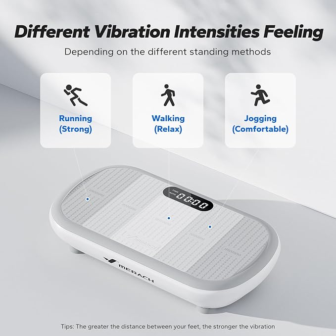 MERACH Vibration Plate Exercise Machine, Vibration Plate 440 Lbs Capacity, Bluetooth and Silicone Pedal, Stimulate Deep Fat, Vibration Plate for Lymphatic Drainage, Vibrating for Weight Loss