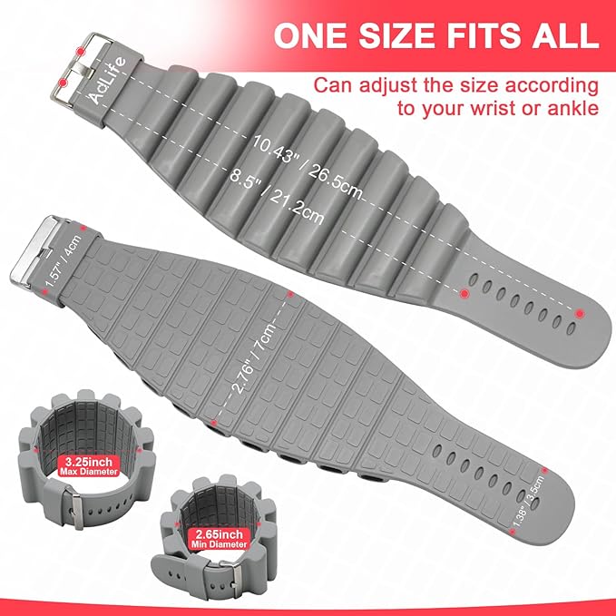 ADLIFE Adjustable Wrist Ankle Weights for Women Men Kids, 2 Lbs Wearable Arm Leg Weights Set of 2(1 Lb Each), Weighted Wristbands Exercise Weights for Walking Running Pilates Yoga Home Gym Workout