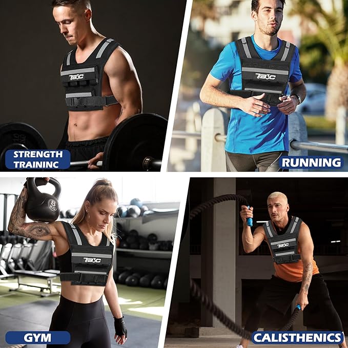 Adjustable Weighted Vest Men 19lbs/ 30lbs/ 40lbs Weights with Reflective Stripe, Weight Vest Woman Workout Vest for Crossfit, Calisthenics, Running & Walking.