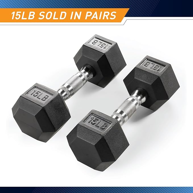 Marcy Rubber Hex Dumbbell Sold in Pairs - Available for 5lb - 20lb