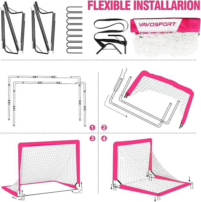 Kids Soccer Goals for Backyard Set - 2 4' x 3' Portable
