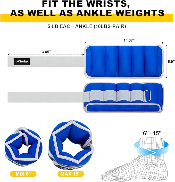 Adjustable Ankle Weights for Women Men 1 Pair 2 4 4 6 6 8 8 10 10 LBS 1-5 LB