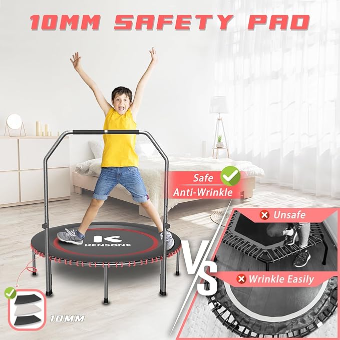 40"/48" Rebounder Trampoline for Adults with Bungee 450/550LBS Quiet