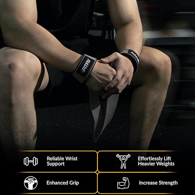 Lifting Straps for Weightlifting, Lifting Wrist Straps for Gym Strength Training, Neoprene-padded Wrist Cushion - Men & Women