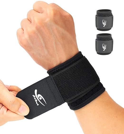 HiRui Wrist Brace (2 PCS) - Adjustable Compression for Carpal Tunnel Arthritis Tendonitis Sprain Pain Relief | Wrist Support Wrist Wraps for Both Hands, Ideal for Sports & Gym Workouts (Black)
