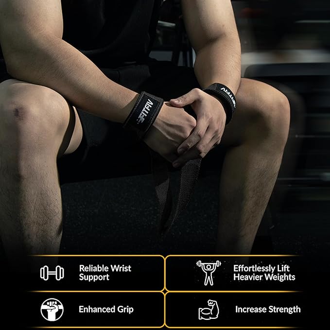 Lifting Straps for Weightlifting, Lifting Wrist Straps for Gym Strength Training, Neoprene-padded Wrist Cushion - Men & Women